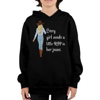 Womens Every Girl Needs A Little Rip In Her Jeans Youth Hoodie - Thegiftio UK