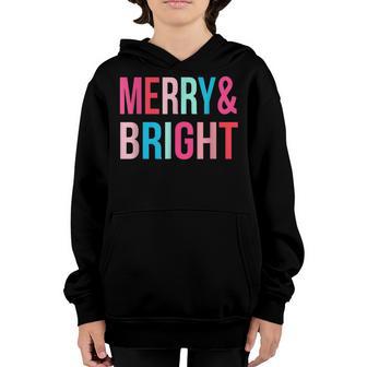 Womens Girls Colorful Merry And Bright Christmas Holiday Youth Hoodie - Thegiftio UK