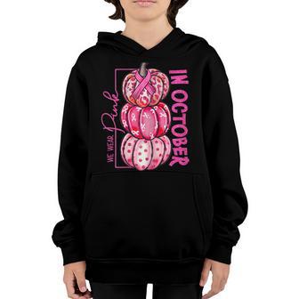 Womens In October We Wear Pink Pumpkin Leopard Breast Cancer Girls Youth Hoodie - Thegiftio UK
