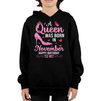 Womens November Birthday For Women Girls Queen Born In Novem Youth Hoodie - Thegiftio UK