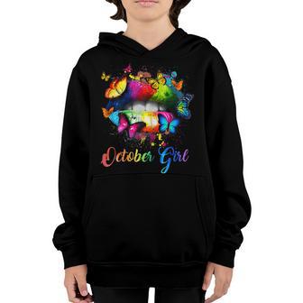 Womens October Girl A Queen Was Born In October Butterflies V2 Youth Hoodie - Thegiftio UK