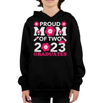 Womens Proud Mom Of Two 2023 Graduates Senior Graduation Twin Mommy Youth Hoodie - Thegiftio UK
