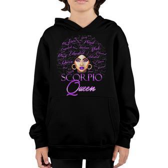 Womens Scorpio Queen Afro Melanin Girl Birthday For Black Women V2 Youth Hoodie - Thegiftio UK
