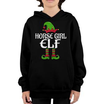 Womens The Horse Girl Elf Funny Matching Family Christmas Pajamas Youth Hoodie - Thegiftio UK
