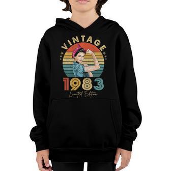 Womens Vintage 1983 40 Year Old 40Th Birthday Gift For Girl Women Youth Hoodie - Thegiftio UK