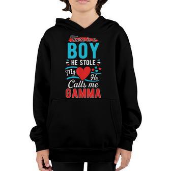Xmas Gift From A Boy He Stole My Heart He Calls Me Gamma Youth Hoodie - Thegiftio UK