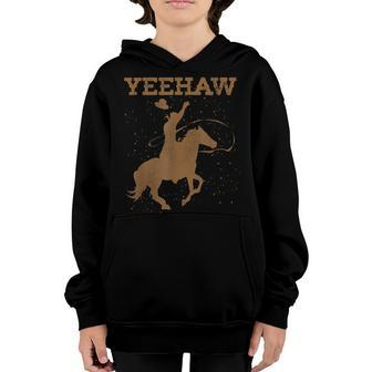 Yeehaw Bull Riding Texas Funny Western Cowboy Gift Cowboy Youth Hoodie | Mazezy