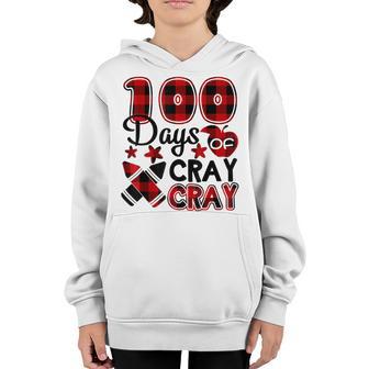 100 Days Cray Cray 100Th Day Of School Buffalo Plaid Teacher V2 Youth Hoodie - Thegiftio UK