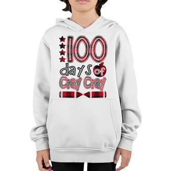100 Days Cray Cray 100Th Day Of School Buffalo Plaid Teacher Youth Hoodie - Thegiftio UK