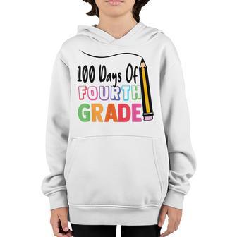 100 Days Of Fourth Grade Back To School Happy 100Th Day Youth Hoodie - Thegiftio UK