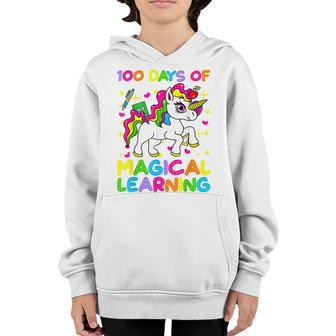 100 Days Of Magical Learning 100Th Day Of School Unicorn Kid Youth Hoodie - Seseable