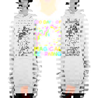 100 Days Of Magical Learning 100Th Day Of School Unicorn Kid Youth Hoodie - Seseable