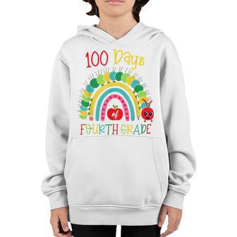 100 Days Of School Cute Rainbow Fourth Grade Back To School Youth Hoodie - Thegiftio UK
