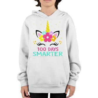 100 Days Of School Cute Unicorn Girls 100Th Day Youth Hoodie - Seseable