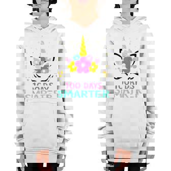 100 Days Of School Cute Unicorn Girls 100Th Day Youth Hoodie - Seseable