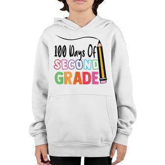 100 Days Of Second Grade Back To School Happy 100Th Day Youth Hoodie - Thegiftio UK