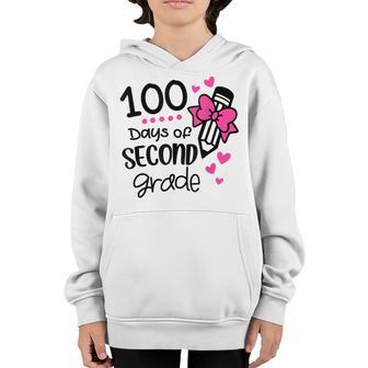 100 Days Of Second Grade Colourful Pencil With School Day Youth Hoodie - Thegiftio UK