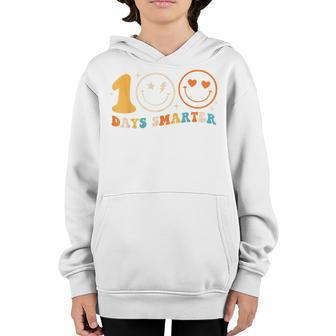 100 Days Smarter 100 Days Of School Smiling Boy Girl Funny Youth Hoodie - Seseable
