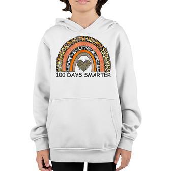 100 Days Smarter Rainbow Leopard 100Th Day Of School Teacher Youth Hoodie - Thegiftio UK