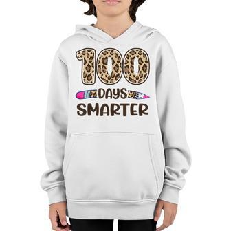 100 Days Smarter Teacher Leopard 100Th Day Of School Kids V2 Youth Hoodie - Thegiftio UK