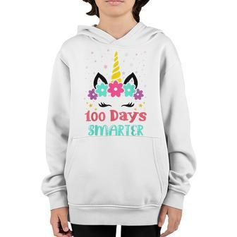 100 Days Smarter Unicorn 100 Days Of School 100Th Day Youth Hoodie - Seseable
