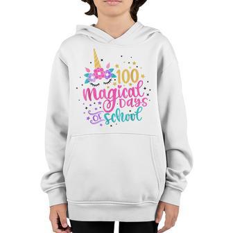 100 Magical Days Of School Unicorn Gift Teacher Student V3 Youth Hoodie - Thegiftio UK