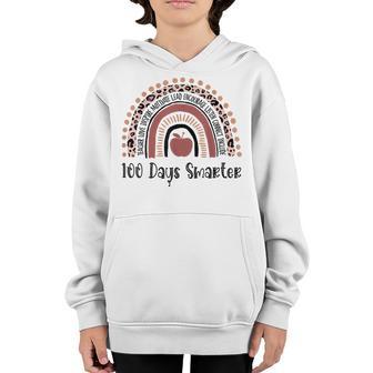100Th Day Of School Teacher 100 Days Smarter Leopard Rainbow V4 Youth Hoodie - Thegiftio UK
