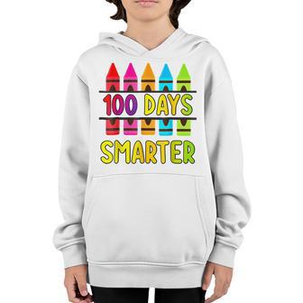 100Th Day Of School Teacher 100 Days Smarter Rainbow Pen Youth Hoodie - Thegiftio UK