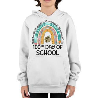 100Th Day Of School Teacher 100 Days Smarter Rainbow V16 Youth Hoodie - Thegiftio UK