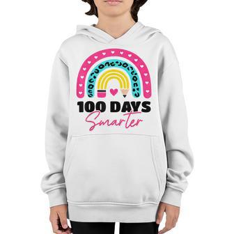 100Th Day Of School Teacher - 100 Days Smarter Rainbow Youth Hoodie - Thegiftio UK
