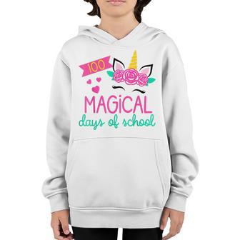 100Th Day Of School Unicorn 100 Magical Days Teacher Girls Youth Hoodie - Thegiftio UK