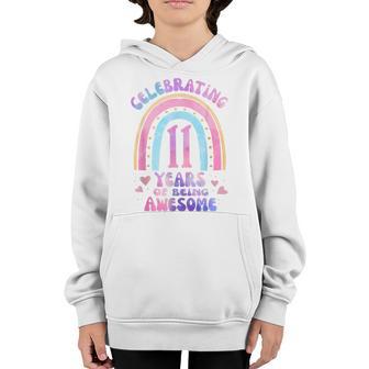 11Th Birthday Girl Tie Dye 11 Years Of Being Awesome Bday Youth Hoodie - Thegiftio UK