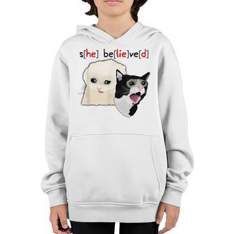 14 Year Old Girl She Believed Sbeve Crying Cat Meme Youth Hoodie - Thegiftio UK