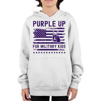 Purple Up For Military Kids  Military Child Month Heart  Youth Hoodie