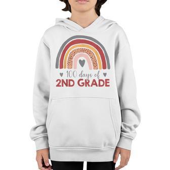 2Nd Grade Happy 100Th Day Of Preschool Colourful Rainbow Youth Hoodie - Thegiftio UK