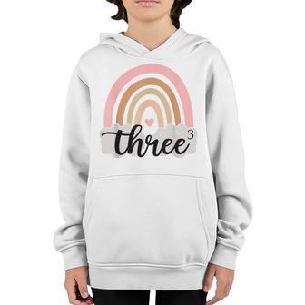 3 Year Old Rainbow 3Rd Birthday Gifts For Girls 3 Bday Youth Hoodie - Thegiftio UK