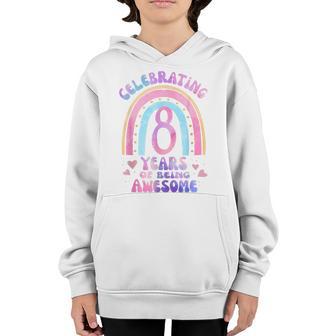 8Th Birthday Girl Tie Dye 8 Years Of Being Awesome Bday Youth Hoodie - Thegiftio UK