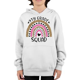 9Th Grade Squad Teacher Student Rainbow 100Th Day Of School Youth Hoodie - Thegiftio UK