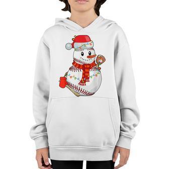 Baseball Snowman Christmas Game Day Gift For Baseball Lover Youth Hoodie - Thegiftio UK
