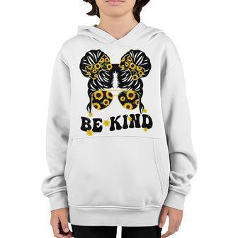 Be Kind Messy Bun Kids Unity Day Orange Anti Bullying Youth Hoodie - Thegiftio UK