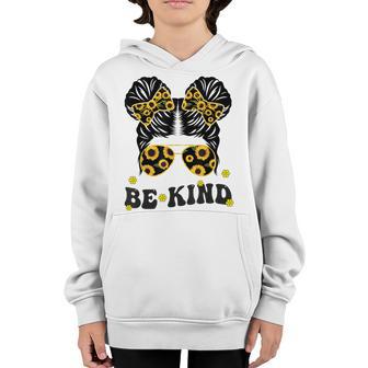 Be Kind Unity Day Anti Bullying Kids Cute Messy Bun Orange Youth Hoodie - Thegiftio UK