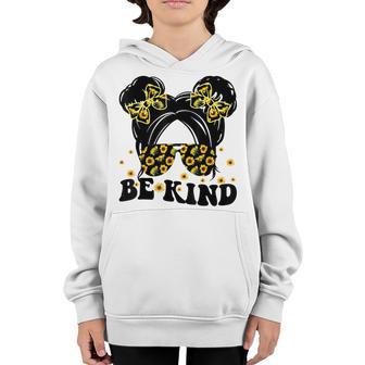 Be Kind Unity Day Anti Bullying Kids Cute Messy Bun Orange Youth Hoodie - Thegiftio UK