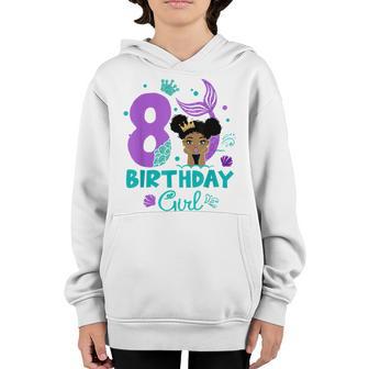 Birthday Girl 8Th Birthday Mermaid Girl 8 Years Old Youth Hoodie - Thegiftio UK