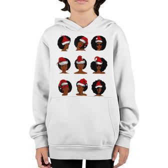Black African Girl American Melanin Christmas Santa Hat Xmas V11 Youth Hoodie - Thegiftio UK