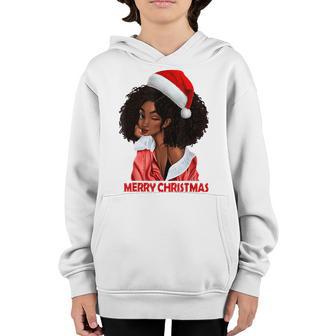 Black African Girl American Melanin Christmas Santa Hat Xmas V16 Youth Hoodie - Thegiftio UK