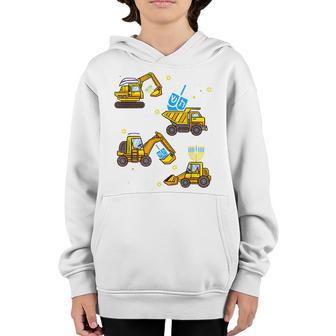 Boys Construction Vehicle Hanukkah Jewish Challah Days Pjs V2 Youth Hoodie - Thegiftio UK