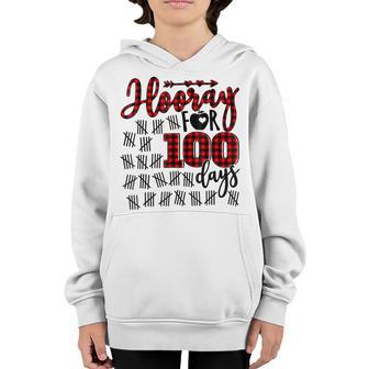 Buffalo Plaid Happy 100Th Day Of School Hooray For 100 Days V2 Youth Hoodie - Thegiftio UK