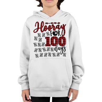 Buffalo Plaid Happy 100Th Day Of School Hooray For 100 Days V3 Youth Hoodie - Thegiftio UK