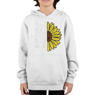 Choose Kindness Sunflower Orange Anti Bullying Unity Day Kid Youth Hoodie - Thegiftio UK