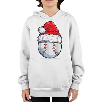 Christmas Baseball Ball Santa Hat Funny Sport Xmas Boys Men Youth Hoodie - Thegiftio UK